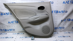 Door trim card rear left Nissan Versa 12-19 usa gray with gray insert cloth, armrest gray plastic, scratches, abrasions, whitened plastic
