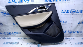 Door trim card rear left Infiniti QX30 17- black with beige insert leather, armrest beige leather, molding black-gray gloss, dents, scratches, abrasions