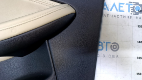 Door trim card rear left Infiniti QX30 17- black with beige insert leather, armrest beige leather, molding black-gray gloss, dents, scratches, abrasions