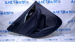 Door trim card rear left Infiniti QX30 17- black with black insert leather, armrest black leather, molding black-gray gloss, scuffs, scratches, abrasions, pokes