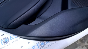 Door trim card rear left Infiniti QX30 17- black with black insert leather, armrest black leather, molding black-gray gloss, scuffs, scratches, abrasions, pokes