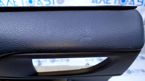 Door trim card rear left Subaru XV Crosstrek 13-17 black with black insert leather, armrest black rubber, scratches, abrasions, bumps, dents