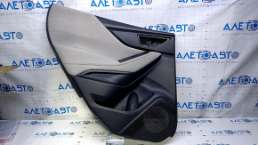 Door trim card rear left Subaru Forester 19- SK black with gray insert cloth, armrest leather gray, molding black matte, scuffs, for dry cleaning, scratches, broken fastening
