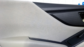 Door trim card rear left Subaru Forester 19- SK black with gray insert cloth, armrest leather gray, molding black matte, scuffs, for dry cleaning, scratches, broken fastening