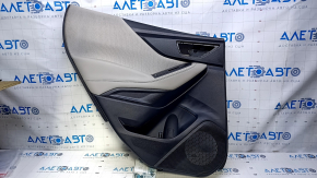 Door trim card rear left Subaru Forester 19- SK black with gray insert cloth, armrest leather gray, molding black matte, scuffs, for dry cleaning, scratches