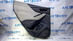 Door trim card rear left Subaru Forester 19- SK black with gray insert leather + cloth, armrest leather gray, molding black matte, scuffs, scratches