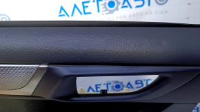 Door trim card rear left Subaru Legacy 15-19 black with black insert cloth, armrest black leather, molding gray structure, dents, abrasions, scratches