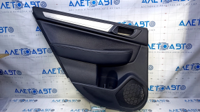 Door trim card rear left Subaru Outback 15-19 black with black insert cloth, armrest black leather, molding gray structure, dents, abrasions, scratches