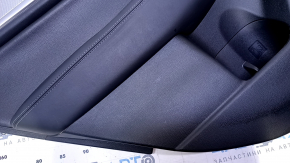 Door trim card rear left Subaru Outback 15-19 black with black insert cloth, armrest black leather, molding gray structure, dents, abrasions, scratches