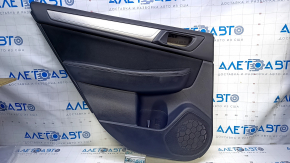 Door trim card rear left Subaru Legacy 15-19 black with black insert cloth, armrest black leather, molding gray structure, scuffs, abrasions, scratches, pokes