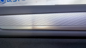 Door trim card rear left Subaru Legacy 15-19 black with black insert cloth, armrest black leather, molding gray structure, scuffs, abrasions, scratches, pokes
