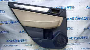 Door trim card rear left Subaru Outback 15-19 black with beige insert cloth, armrest beige leather, molding gray structure, dent, scuffs, scratches, for dry cleaning