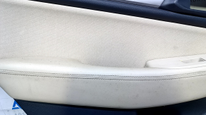 Door trim card rear left Subaru Outback 15-19 black with beige insert cloth, armrest beige leather, molding gray structure, dent, scuffs, scratches, for dry cleaning