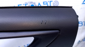 Door trim card rear left Subaru Outback 15-19 black with black insert cloth, armrest black leather, molding gray structure, scuffs, abrasions, scratches, dents