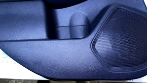 Door trim card rear left Subaru Outback 15-19 black with black insert cloth, armrest black leather, molding gray structure, scuffs, abrasions, scratches, dents