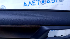 Door trim card rear left Subaru Outback 15-19 black with beige insert leather, armrest beige leather, molding dark wood structure, dent, scuffs, scratches, for dry cleaning