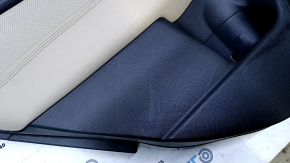 Door trim card rear left Subaru Outback 15-19 black with beige insert leather, armrest beige leather, molding dark wood structure, dent, scuffs, scratches, for dry cleaning