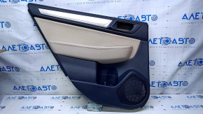 Door trim card rear left Subaru Outback 15-19 black with beige insert cloth, armrest beige leather, molding gray structure, scuffs, scratches, for dry cleaning