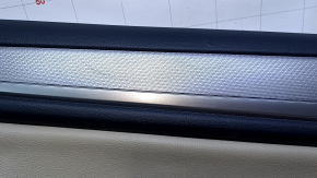 Door trim card rear left Subaru Outback 15-19 black with beige insert leather, armrest beige leather, molding gray structure, dent, scuffs, scratches, for dry cleaning