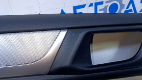 Door trim card rear left Subaru Outback 15-19 black with beige insert leather, armrest beige leather, molding gray structure, dent, scuffs, scratches, for dry cleaning