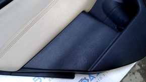 Door trim card rear left Subaru Outback 15-19 black with beige insert leather, armrest beige leather, molding gray structure, dent, scuffs, scratches, for dry cleaning