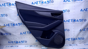 Door trim card rear left Subaru Impreza 17- black with black insert cloth, armrest black leather, molding carbon, scratches, abrasions, scuffs, breakage fastening