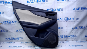 Door trim card rear left Subaru Impreza 5d 17- black with gray insert cloth, gray leather armrest, carbon molding, scratches, abrasions, scuffs