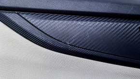 Door trim card rear left Subaru Impreza 5d 17- black with gray insert cloth, gray leather armrest, carbon molding, scratches, abrasions, scuffs