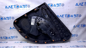 Door trim card rear left Dodge Dart 13-16 black with dark gray insert cloth, armrest black leather, scuffs, scratches
