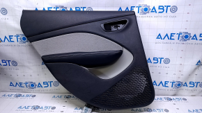 Door trim card rear left Dodge Dart 13-16 black with gray insert cloth, armrest black leather, scratches, abrasions, bumps