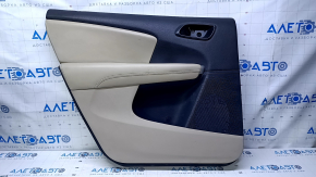 Door trim card rear left Dodge Journey 11- beige with beige insert leather, armrest beige leather, scratches, abrasions, whitened plastic