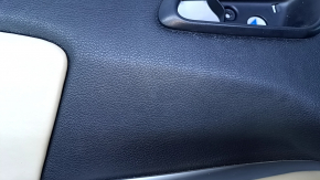 Door trim card rear left Dodge Journey 11- beige with beige insert leather, armrest beige leather, scratches, abrasions, whitened plastic