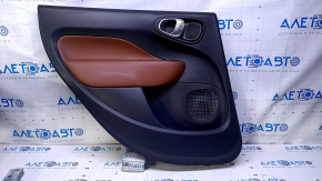 Door trim card rear left Fiat 500L 14- black with brown insert leather, armrest brown leather, scratches, abrasions
