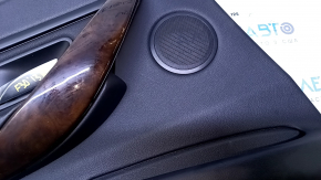 Door trim card rear left BMW 3 F30 12-18 black with black insert leather, armrest black leather, overlay dark wood, bumps, scuffs