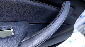 Door trim card rear left BMW X5 E70 07-13 black with black insert leather, armrest black leather, with curtain, insert under the tree, tear, peeled plastic handles, pokes, abrasions