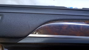 Door trim card rear left BMW X5 E70 07-13 black with black insert leather, armrest black leather, with curtain, insert under the tree, tear, peeled plastic handles, pokes, abrasions