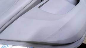 Door trim card rear left Acura MDX 14-16 gray with gray insert leather, armrest gray leather, molding under wood gloss, curtain, scratches, abrasions, dents, pokes