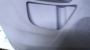 Door trim card rear left Acura MDX 14-16 gray with gray insert leather, armrest gray leather, molding under wood gloss, curtain, scratches, abrasions, dents, pokes