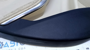 Door trim card rear left Mercedes CLA 14-19 beige with beige insert leather, armrest beige leather, molding chrome, scratches, abrasions, for dry cleaning
