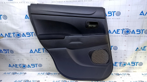 Door trim card rear left Mitsubishi Outlander Sport ASX 13-17 black with black insert plastic, armrest black cloth, handle black matte, scratches, abrasions, scuffs
