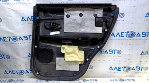 Door trim card rear left Mitsubishi Outlander Sport ASX 13-17 black with black insert plastic, armrest black cloth, handle black matte, scratches, abrasions, scuffs