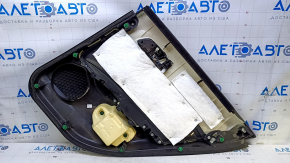 Door trim card rear left Acura ILX 13-15 black with black insert leather, armrest black leather, scuffs, bumps, scuffs