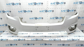 Bare front bumper upper part Jeep Cherokee KL 19-21 without parking sensors, without plug towing hook, white, pressed, scratches