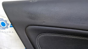 Door trim card rear left Mercedes CLA 14-19 black with black insert leather, armrest black leather, molding gray structure, bumps, scratches, abrasions