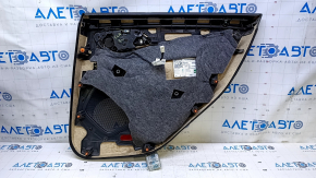 Door trim card rear left Mercedes CLA 14-19 black with black insert leather, armrest black leather, molding gray structure, bumps, scratches, abrasions