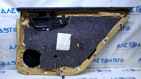 Door trim card rear left Mercedes W221 long black with black insert leather, armrest black leather, molding dark wood, ashtray, scratches, abrasions