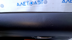 Door trim card rear left Lexus RX350 RX450h 10-15 black with black insert leather, armrest black leather, dents, scuffs, scratches, abrasions, bumps