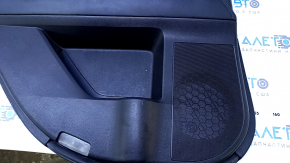 Door trim card rear left Lexus RX350 RX450h 10-15 black with black insert leather, armrest black leather, dents, scuffs, scratches, abrasions, bumps