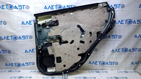 Door trim card rear left Lexus RX350 RX450h 10-15 black with black insert leather, armrest black leather, dents, scuffs, scratches, abrasions, bumps