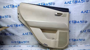 Door trim card rear left Lexus RX350 RX450h 10-15 beige with beige insert leather, armrest beige leather, scuffs, dent, bump, abrasions